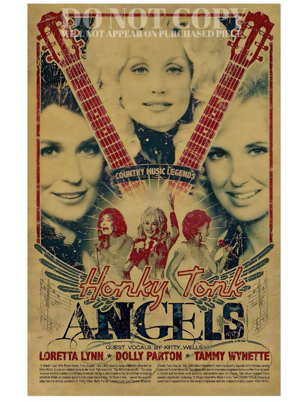 Honky Tonk Angels Poster 11 X 17 | Dolly Parton | Loretta Lynn | Tammy Wynette